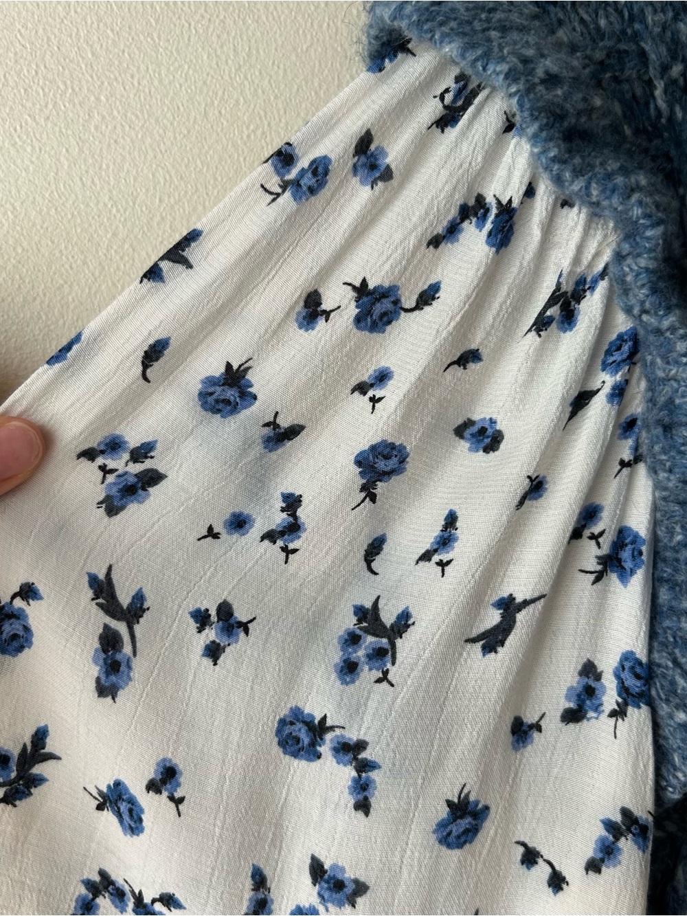 Anthropologie Maeve Layered Sweater Vest Blue White Floral L - Picture 12 of 14